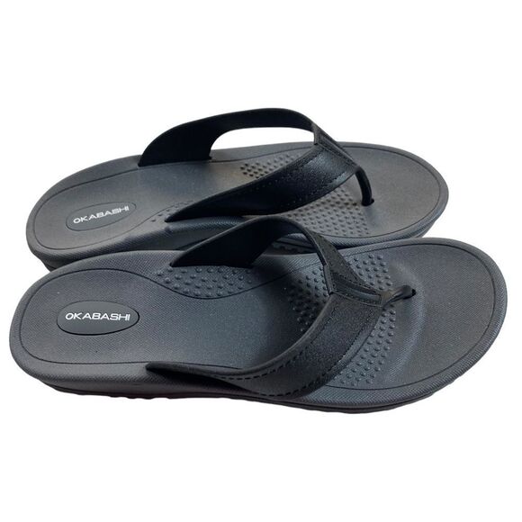 Okabashi Men’s Sz Lrg Black Mariner Vegan Waterproof Thong Flip Flops Sandals - Picture 4 of 7